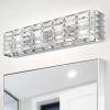 JONATHAN Y JYL7540A Evelyn Crystal Rectangle 24.25″ 3-Light Iron/Crystal Glam Modern LED Vanity Light Classic 2700K LED 2W Bulbs Included Bathroom Hallway Living Room Bedroom Mirror Cabinet, Chrome(3-Light)