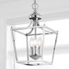 JONATHAN Y JYL7560B Camden 10″ 3-Light Iron Classic Midcentury Pendant Lantern Rustic Transitional Dining Room Living Room Kitchen Foyer Bedroom Hallway, Chrome(Chrome)