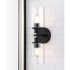 JONATHAN Y JYL7577C Jules Edison 16.5″ Cylinder 2-Light Iron/Seeded Glass Farmhouse Contemporary LED Vanity Rustic Modern Bohemian 2700K 4W Bulbs for Kitchen Bathroom Bedroom Living Room, Nickel(Black)