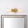 JONATHAN Y JYL7577C Jules Edison 16.5″ Cylinder 2-Light Iron/Seeded Glass Farmhouse Contemporary LED Vanity Rustic Modern Bohemian 2700K 4W Bulbs for Kitchen Bathroom Bedroom Living Room, Nickel(Brass Gold)