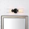 JONATHAN Y JYL7577C Jules Edison 16.5″ Cylinder 2-Light Iron/Seeded Glass Farmhouse Contemporary LED Vanity Rustic Modern Bohemian 2700K 4W Bulbs for Kitchen Bathroom Bedroom Living Room, Nickel(Black)