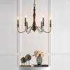 JONATHAN Y JYL7597A Victoria 29″ 6-Light Rustic Midcentury Iron LED Chandelier Farmhouse Classic Dining Room Living Room Kitchen Island Foyer Bedroom Lobby, Brown