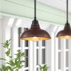 JONATHAN Y JYL7611K Jasper 12.25″ 1-Light Farmhouse Industrial Indoor/Outdoor Iron LED Pendant Modern, Rustic, Coastal, Cottage, Traditional, Patio, Porch, Living Room, Entryway, Matte Silver Blue(Wood Finish/Black)
