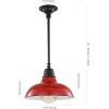 JONATHAN Y JYL7611K Jasper 12.25″ 1-Light Farmhouse Industrial Indoor/Outdoor Iron LED Pendant Modern, Rustic, Coastal, Cottage, Traditional, Patio, Porch, Living Room, Entryway, Matte Silver Blue(Red/Black)