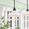 JONATHAN Y JYL7611K Jasper 12.25″ 1-Light Farmhouse Industrial Indoor/Outdoor Iron LED Pendant Modern, Rustic, Coastal, Cottage, Traditional, Patio, Porch, Living Room, Entryway, Matte Silver Blue(White/Black)