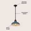 JONATHAN Y JYL7611K Jasper 12.25″ 1-Light Farmhouse Industrial Indoor/Outdoor Iron LED Pendant Modern, Rustic, Coastal, Cottage, Traditional, Patio, Porch, Living Room, Entryway, Matte Silver Blue(Matte Silver Blue)