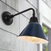 JONATHAN Y JYL7612G Croydon 9.63″ 1-Light Farmhouse Industrial Indoor/Outdoor Iron LED Gooseneck Arm Outdoor Sconce Metal Bell Shade Vintage Cottage Rustic Porch Patio Yard Barn, Wood Finish/Copper(Navy/Black)