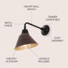 JONATHAN Y JYL7612G Croydon 9.63″ 1-Light Farmhouse Industrial Indoor/Outdoor Iron LED Gooseneck Arm Outdoor Sconce Metal Bell Shade Vintage Cottage Rustic Porch Patio Yard Barn, Wood Finish/Copper(Wood Finish/Black)