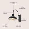 JONATHAN Y JYL7614B Stanley 12.25″ 1-Light Farmhouse Industrial Indoor/Outdoor Iron LED Gooseneck Arm Outdoor Sconce Metal Bowl Shade Vintage Cottage Rustic Porch Patio Yard Barn, Black(Black)