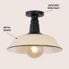 JONATHAN Y JYL7617D Camila 14″ 1-Light Classic Industrial Indoor/Outdoor Iron LED Semi Flush Mount Mid-Century, Rustic 2700K Cozy Warm Light Kitchen Hallway Bathroom Stairwell, Gray/White(Matte Almond/Black)
