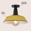 JONATHAN Y JYL7617D Camila 14″ 1-Light Classic Industrial Indoor/Outdoor Iron LED Semi Flush Mount Mid-Century, Rustic 2700K Cozy Warm Light Kitchen Hallway Bathroom Stairwell, Gray/White(Matte Yellow/Black)