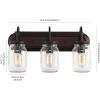 JONATHAN Y JYL7801A Gaines 3 Light Farmhouse Industrial Iron Mason Jar LED Vanity Rustic Transitional 2700K Light for Bathroom Hallway Living Room Bedroom Mirror Cabinet, Oil Rubbed Bronze, 19.3 in