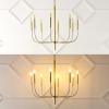 JONATHAN Y JYL7900B Amoros 27.25″ 8-Light Modern Mid-Century Iron LED Chandelier Contemporary, Industrial, Coastal Dining Room Living Room Kitchen Island, Gold Painting(Gold Painting)