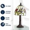 JONATHAN Y JYL8014A Hummingbird Tiffany-Style 12″ LED Table Lamp Tiffany,Traditional for Bedroom, Living Room, Office, College Dorm, Coffee Table, Bookcase, Bronze