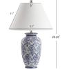 JONATHAN Y JYL8023A Juliana 26.25″ Chinoiserie Ceramic LED Table Lamp Traditional Bedside Desk Nightstand Lamp for Bedroom Living Room Office College Bookcase LED Bulb Included, Blue/White