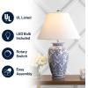 JONATHAN Y JYL8023A Juliana 26.25″ Chinoiserie Ceramic LED Table Lamp Traditional Bedside Desk Nightstand Lamp for Bedroom Living Room Office College Bookcase LED Bulb Included, Blue/White