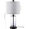 JONATHAN Y JYL8500A-SET2 Abner 21″ Glass Modern Contemporary USB Charging LED Table Lamp Glam Bedside Desk Nightstand Lamp for Bedroom Living Room Office College, Oil Rubbed Bronze/Clear (Set of 2)
