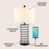 JONATHAN Y JYL8502A Jayce 27″ Modern Industrial Iron Nightlight LED Table Lamp with USB Charging Port Coastal Contemporary Bedside Desk Nightstand Lamp for Bedroom Living Room Office, Black