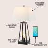 JONATHAN Y JYL8503A Waylon 28.5″ Classic Industrial Iron Nightlight LED Table Lamp with USB Charging Port Modern Contemporary Bedside Desk Nightstand Lamp for Bedroom Living Room, Black