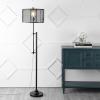 JONATHAN Y JYL8505A Noah 64.5″ Modern Industrial Iron Height-Adjustable LED Floor Lamp Contemporary Coastal Standing Reading Lamp for Bedroom Living Room LED Bulb Included, Black