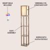 JONATHAN Y JYL8506A Etagere 63.5″ Rustic Bohemian Wooden LED 3-Shelf Floor Lamp with Pull-Chain Industrial, Contemporary Standing Reading Lamp LED Bulb Included, Brown