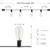 JONATHAN Y JYL8704B 10-Light Indoor/Outdoor 10 ft. Rustic Industrial LED ST38 Clear Bulb String Lights for Patio, Porch, Backyard, Café, White(Black – LED)