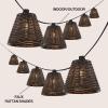 JONATHAN Y JYL8706A Payton 10-Light Indoor/Outdoor 10 ft. Classic Cottage Faux-Rattan Shaded LED String Lights, Brown for Patio, Porch, Backyard, Café(Dark Brown)