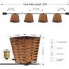 JONATHAN Y JYL8707A Quinn 10-Light Indoor/Outdoor 10 ft. Classic Vintage Square Bamboo Shaded LED String Lights, Brown for Patio, Porch, Backyard, Café