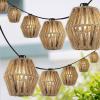 JONATHAN Y JYL8708A Samara 10-Light Indoor/Outdoor 10 ft. Mid-Century Classic Lantern Hemp Rope Shaded LED String Lights, Brown for Patio, Porch, Backyard, Café