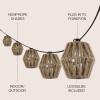 JONATHAN Y JYL8708A Samara 10-Light Indoor/Outdoor 10 ft. Mid-Century Classic Lantern Hemp Rope Shaded LED String Lights, Brown for Patio, Porch, Backyard, Café
