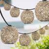 JONATHAN Y JYL8710A Oahu 10-Light Indoor/Outdoor 10 ft. Rustic Coastal Globe Hemp Rope Shaded LED String Lights, Light Brown for Patio, Porch, Backyard, Café