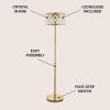 JONATHAN Y JYL9000A Elizabeth 60″ Crystal/Metal LED Floor Lamp, Contemporary, Transitional, Elegant, Geometric, Office, Living Room, Family Room, Dining Room, Bedroom, Hallway, Foyer, Brass Gold/Clear(Brass Gold)