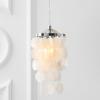 JONATHAN Y JYL9002A Cayla 7″ Seashell LED Chandelier Pendant Contemporary,Transitional Dimmable, Adjustable, for Dining Room, Living Room, Kitchen, White/Chrome