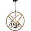 JONATHAN Y JYL9041A Soka 4-Light 20″ Adjustable Globe Metal/Rope LED Pendant, Farmhouse, Coastal, Bohemian, Cottage, Industrial, Rustic, Transitional, Dining Room, Kitchen, Foyer, Black/Brown