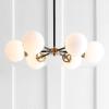 JONATHAN Y JYL9059B Caleb Adjustable 6-Light 28″ Brass Cluster Pendant Midcentury,Contemporary,Modern,Scandinavian,Glam Dimmable, for Foyer, Dining, Kitchen(Brass Gold/Frosted)