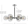 JONATHAN Y JYL9059B Caleb Adjustable 6-Light 28″ Brass Cluster Pendant Midcentury,Contemporary,Modern,Scandinavian,Glam Dimmable, for Foyer, Dining, Kitchen(Clear / Black)