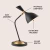 JONATHAN Y JYL9065A Albert 21.5″ Iron Retro Mid-Century LED Table Lamp Contemporary Glam Bedside Desk Nightstand Lamp for Bedroom Living Room Office College Bookcase, Black/Brass Gold(Black/Brass Gold)
