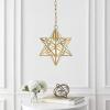 JONATHAN Y JYL9072A Stella 12″ Moravian Star Metal/Mercury Glass LED Pendant Glam Dimmable for Kitchen Hallway Bathroom Stairwell, Oil Rubbed Bronze(Gold Leaf)