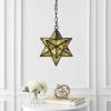 JONATHAN Y JYL9072A Stella 12″ Moravian Star Metal/Mercury Glass LED Pendant Glam Dimmable for Kitchen Hallway Bathroom Stairwell, Oil Rubbed Bronze(Oil Rubbed Bronze/Yellow Mercury Glass)