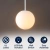 JONATHAN Y JYL9528B Bleecker 7.75″ Metal/Glass Globe LED Pendant, Contemporary, Modern, Minimalist, Ambient, Living Room, Dining Room, Kitchen, Foyer, Hallway, White/Oil Rubbed Bronze(White)