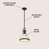 JONATHAN Y JYL9536A Homer 13″ 1-Light Modern Industrial Iron LED Dome Pendant, Classic, Cottage, Farmhouse, Industrial, Rustic, Transitional, Office, Living Room, Kitchen, Foyer, Black/Brass Gold(Matte Black/White)