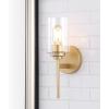JONATHAN Y JYL9547B Juno 13″ 1-Light Farmhouse Industrial Iron Cylinder LED Sconce Modern Transitional 2700K 25W Bulb Entryway Lobby, Brass Gold/Clear, 5.75 in(Brass Gold)