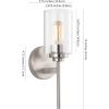 JONATHAN Y JYL9547B Juno 13″ 1-Light Farmhouse Industrial Iron Cylinder LED Sconce Modern Transitional 2700K 25W Bulb Entryway Lobby, Brass Gold/Clear, 5.75 in(Nickel)