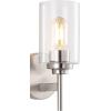 JONATHAN Y JYL9547B Juno 13″ 1-Light Farmhouse Industrial Iron Cylinder LED Sconce Modern Transitional 2700K 25W Bulb Entryway Lobby, Brass Gold/Clear, 5.75 in(Nickel)