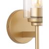 JONATHAN Y JYL9547B Juno 13″ 1-Light Farmhouse Industrial Iron Cylinder LED Sconce Modern Transitional 2700K 25W Bulb Entryway Lobby, Brass Gold/Clear, 5.75 in(Brass Gold)
