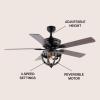 JONATHAN Y JYL9613A Jasper Farmhouse Industrial Iron Dome Shade LED Ceiling Fan with Remote, for Bedroom, Living Room, Dining Room 52″ 2 Light, Black