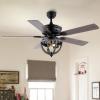 JONATHAN Y JYL9613A Jasper Farmhouse Industrial Iron Dome Shade LED Ceiling Fan with Remote, for Bedroom, Living Room, Dining Room 52″ 2 Light, Black