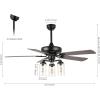 JONATHAN Y JYL9614A Lucas 52″ 3-Light Rustic Industrial Iron/Wood/Seeded Glass Mobile-App/Remote-Control LED Ceiling Fan Farmhouse, Modern for Bedroom, Dining Room, Living Room, Kitchen, Black/Clear