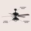 JONATHAN Y JYL9615A Ashton Farmhouse Industrial Iron Dome Shade LED Ceiling Fan with Remote, for Bedroom, Living Room, Dining Room 52″ 1 Light, Black