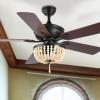 JONATHAN Y JYL9618A Erin 52″ 3-Light Rustic Farmhouse Iron/Wood Bead Mobile-App/Remote-Control LED Ceiling Fan Bohemian, Modern, Dining Room, Living Room, Kitchen, Antique Gold Painting/Light Brown(Black)